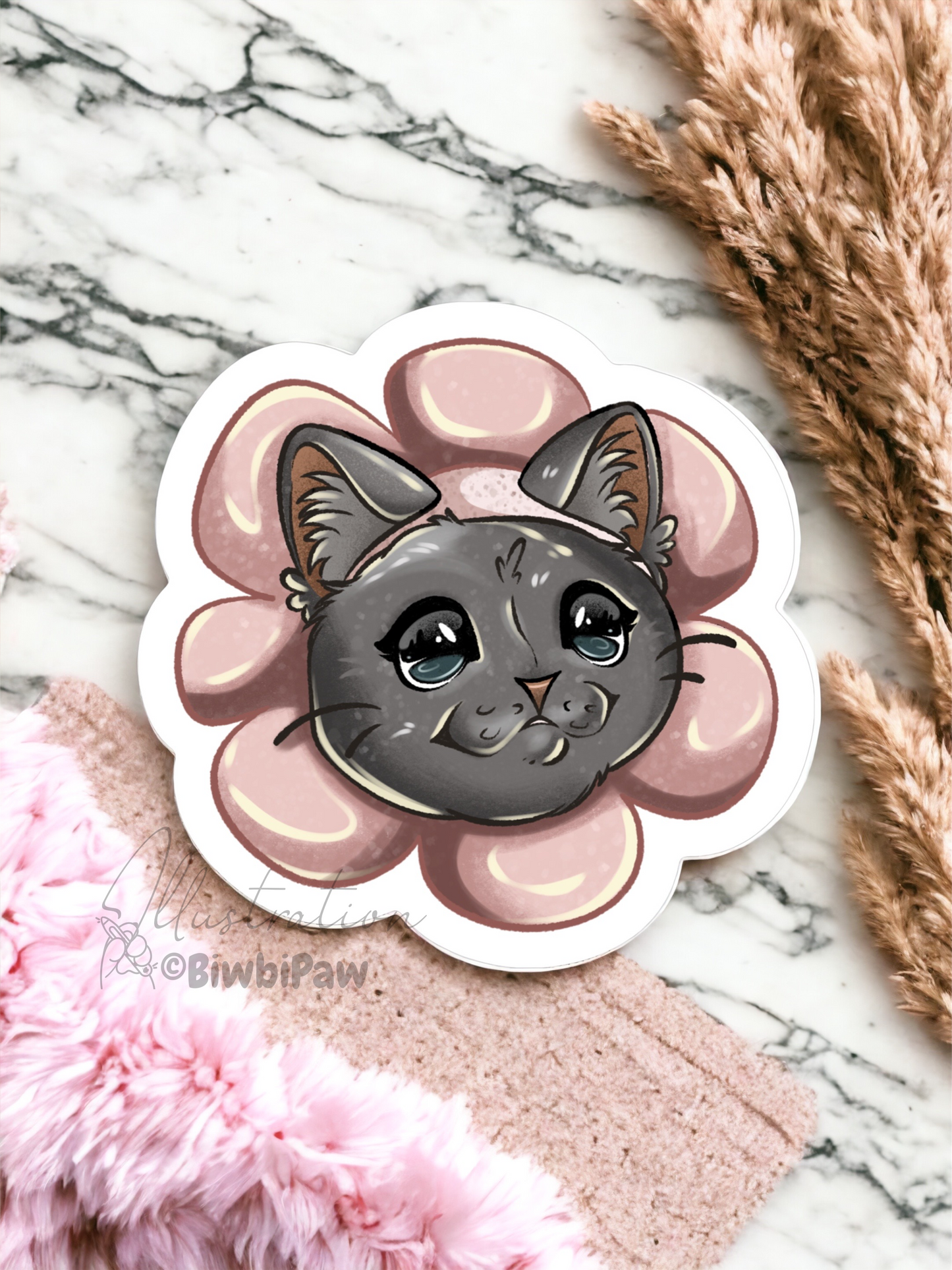 Sticker Flower cat
