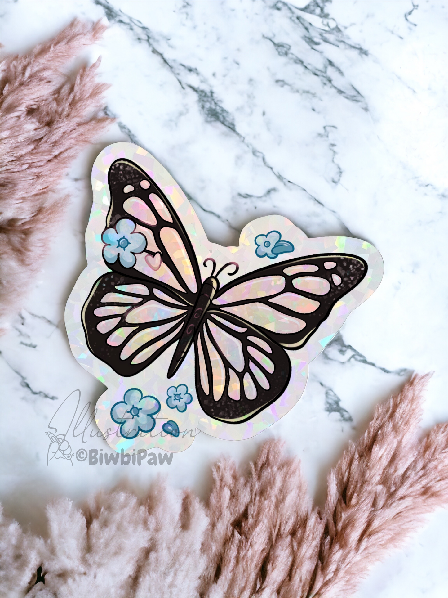 Sticker papillon holographique